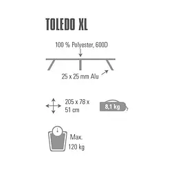 Ліжко розкладне High Peak Toledo XL Dark Grey/Blue (44165) 929803 - мініатюра 2