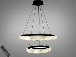 Стильна підвісна LED-люстра для кафе Diasha 583-600+400BK чорна, 2 кільця, 152Вт, 60 см, 15-21m²