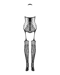 Бодістокінг Obsessive Bodystocking F240, S/M/L, чорний, мереживний малюнок, імітація боді з панчохами - мініатюра 4