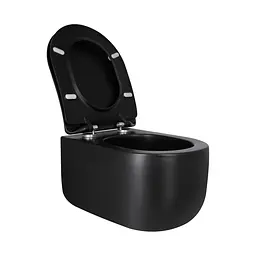 Унітаз підвісний Qtap Taurus безободковий з сидінням Soft-close QT2433084EUQMB, Чорний матовий - мініатюра 4