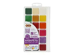 Акварельні фарби ZIBI 18кол. CLASSIC без/п, пласт./кор KIDS Line