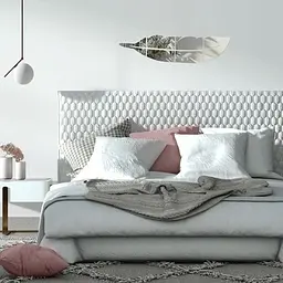 Дзеркальний декор Wall Sticker SW-00002505 акриловий самоклеючий Перо 6 шт. срібло - мініатюра 6