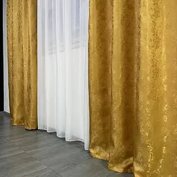 Жакардові штори "пісок" золотого кольору на тасьмі 2шт. 150х270 ALBO pbe0052479 - мініатюра 9