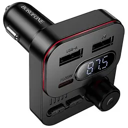 АЗП FM модулятор Borofone BC61 Ocean PD30W+QC3.0 total 45W (2USB-A/1C) Black - мініатюра 2