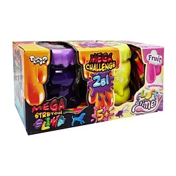 В'язка маса 2 в 1 Mega Stretch Slime та Fluffy Slime FLS-03-01U укр Фіолетово-жовтий
