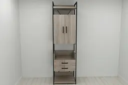 Шафа Гардероб Уні секція 5 серії Конект Ferrum-decor 220x60x50см Чорний метал ДСП Дуб Сонома Трюфель 32 мм (FRD-104514)