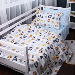 Наволочка MirSon Poplin Line Kids 09 Sleeping Animals 40х40 см блакитна (2200009720505) - мініатюра 3