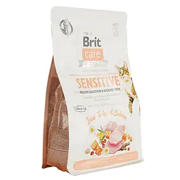 Сухий корм для кішок з чутливим травленням Brit Care Cat GF Sensitive Digestion&Delicate Taste зі свіжою індичкою і лососем 0.4 кг - мініатюра 3