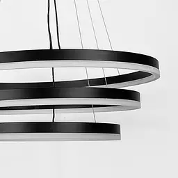 LED люстра на три кільця у чорному каркасі 60+50+40 см | Line F | Арт. G68-600+500+400 BK - мініатюра 3