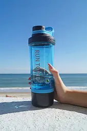 Шейкер Casno 600 мл +150 мл Blue/Black - мініатюра 4