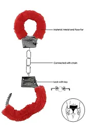 Наручники Beginners Handcuffs Furry - Red Ouch! 36-OU002RED 101708 - мініатюра 4