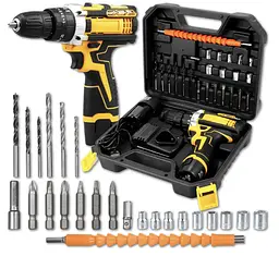 Набір з акумуляторним шурупокрутом із насадками screw driver sets yellow 12 В Повний комплект у валізі! - мініатюра 9