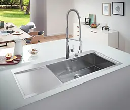 Кухонна мийка подвійна Grohe EX Sink K1000 крило зліва 31582SD0, Нержавіюча сталь - мініатюра 4