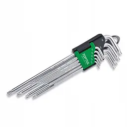Г-образні ключі TORX TOPTUL T10-T50 9од. супердовгі з отвором GAAL0915 - мініатюра 3