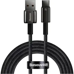 Кабель Baseus Tungsten Gold Fast Charging Cable USB to Type-C 100W 2m CAWJ000101 Black