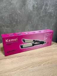 Потрійні щипці плойка для волосся Kemei KM-2022 для гофрування та хвилястого укладання 45 Вт Фіолетовий - мініатюра 7