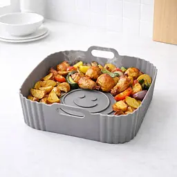 Силіконова форма для випікання та аерогрилю (мультипечі) 22,5×22,5×5,5 см форма для випікання екологічна для кухні зручна - мініатюра 5