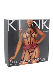 BDSM-костюм учениці Leg Avenue Harness teddy & skirt M Black, портупея, мініспідниця, екошкіра - мініатюра 5