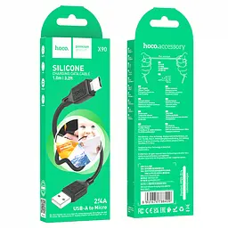 Кабель Hoco X90 Cool silicone charging data cable for Micro Black - мініатюра 2