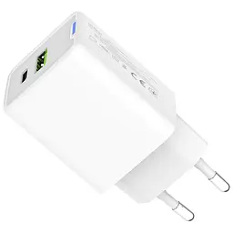 Зарядний пристрій ColorWay C101E GaN Mini 45 Вт PD PPS USB-C + USB-A QC 4.0 білий (CW-CHS060PD-WT) - мініатюра 6