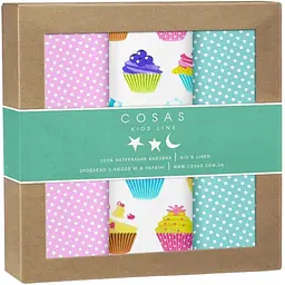 Багаторазові пелюшки дитячі Cosas Cakes 80х100 см 3 шт. (Бязь3_Кексы_Горохи)