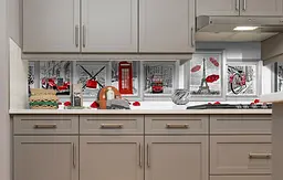 Кухонний фартух Символи Європи вінілова наклейка для кухні ПВХ Лондон Париж колаж Сірий Happy Pocket Z181327 - мініатюра 2