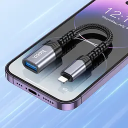 Мульти адаптер хаб Hoco UA24 Lightning to USB 2.0 сірий - мініатюра 4