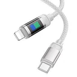 Дата кабель Hoco U126 Lantern 27W Type-C to Lightning (1.2m) Gray - мініатюра 3