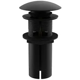 Донний клапан для раковини Kohlman click-clack Black з переливом EB, Чорний матовий