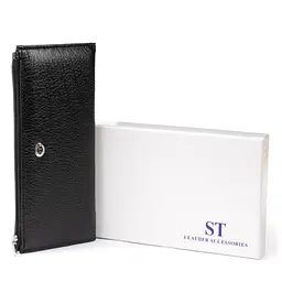 Горизонтальний тонкий гаманець зі шкіри унісекс ST Leather 19324 чорний - мініатюра 9