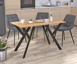 Обідній стіл Ішла 120-65 Loft Design Прямі кути (Дуб Крафт золотий)