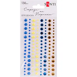 Набор страз и жемчужин Santi Gold and blue с клейким слоем 136 шт. (742523)