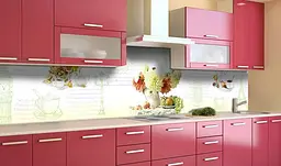 Вініловий кухонний фартух Фрукти та Квіти наклейка для кухні ПВХ Абстракція Бежевий Happy Pocket Z181769 - мініатюра 2