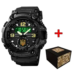 Наручний годинник чоловічий 004BKUAGD Тризуб золото Чорні + Коробка Awarder acs0031895