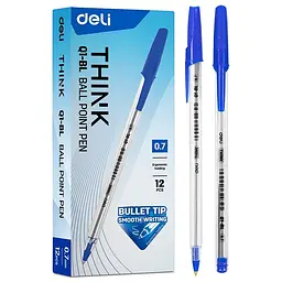 Ручка кулькова Deli EQ1-BL Think 0,7 мм, синя - мініатюра 1