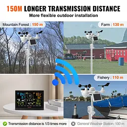 Метеостанція із сонячною панеллю VEVOR Profi 7-в-1 Wi-Fi - мініатюра 10