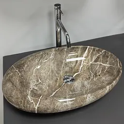 Умивальник VBI Vicenza накладний 58x36 см brown stone glossy VBI-014805 - мініатюра 6