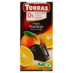 Шоколад чорний Torras з апельсином без цукру 75 г