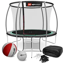 Батут Hop-Sport Premium 10ft (305см) чорно-зелений з внутрішньою сіткою
