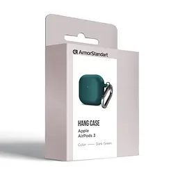 Силіконовий чохол для навушників Apple AirPods 3, Hang Case, зелений, ультратонкий захисний кейс товщиною 2 мм, захист від подряпин, пилу та ударів, компактний, з карабіном для кріплення, ArmorStandart (ARM60309) - мініатюра 8