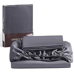 Набір Lovely Svi 3 шт: простирадло на резинці 160 х 200 + 30 см і 2 наволочки 50х70 сатин люкс 300ТС (135г/м2) Grey (550326)