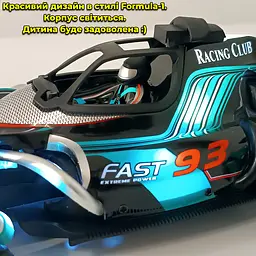 Машинка на радіокеруванні Racing Стиль Формула-1, пускає пар, світиться - мініатюра 7