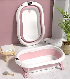 Дитяча ванночка Hanert KinderBad складна з подушкою термометром Pink - мініатюра 3