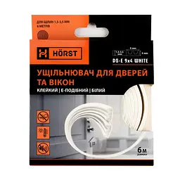 Ущільнювач для дверей клейкий Е-подібний 6 м HORST білий (DS-E 9x4 WHITE) - мініатюра 11