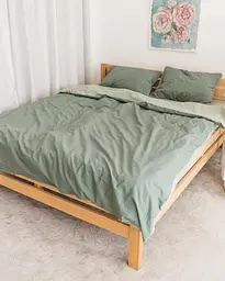 Постільна білизна полуторна Dushka Home Варена бавовна 21077 160х215 см фісташкова з оливковою
