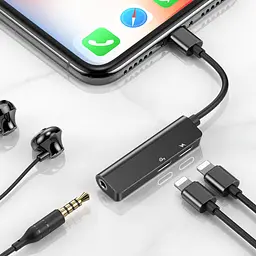 Перехідник AUX Baseus L52 Lightning to 2xLightning + 3.5mm - мініатюра 6