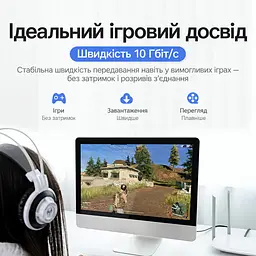 Плоский патч-корд Ethernet Vention 2 м LAN-кабель 2 штекери RJ45 8P8C на обох кінцях Cat.7 до 10 Гбіт/с Для 10 Гбіт/с потрібна підтримка портів пристроїв та інших компонентів мережевого каналу Товщина кабелю 2,5 мм для прокладання у вузьких місцях Екранування алюмінієвою фольгою Чорний із фіолетовими та золотистими акцентами (ICABH) - мініатюра 10