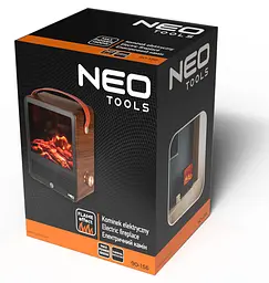 Neo Tools Камін електричний, декоративний, 850/1500Вт, 15-20м2, регулятор, 25х14, 4х30, 4см, дерево - мініатюра 6