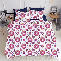 Євро постільна білизна з простирадлом на резинці SWEET DONUT DARK BLUE COSAS (4822052057759) - мініатюра 3