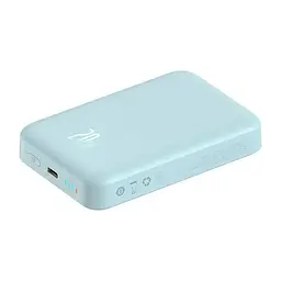 Магнітний портативний павербанк із бездротовою зарядкою Baseus Magnetic 20 W 10000 mAh для iPhone блакитний